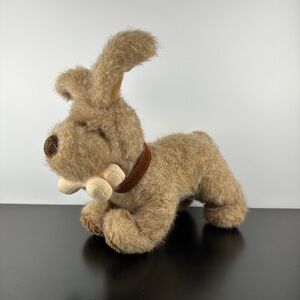 Gund Rare Hounda Puppy Dog Hound 14” Large Tan Plush Cream Bone & Brown Collar